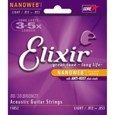 ELIXIR 11052 12-53 NanoWeb Light струны для акустической гитары