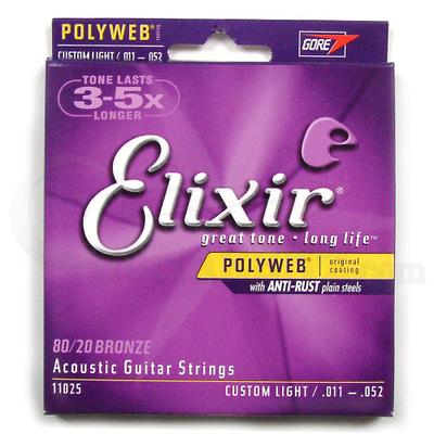 ELIXIR 11025 11-52 PolyWeb  струны для акустической гитары Custom Light 11-52