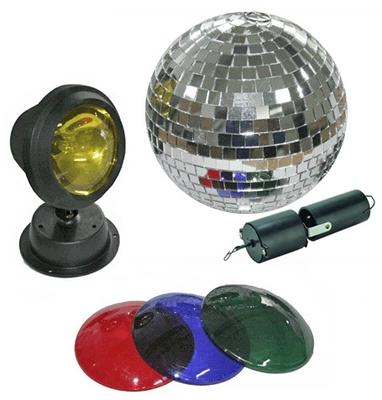 INVOLIGHT SL0152 набор: зеркальный шар 20см, мотор, светофильтры, светильник с лампой 6В\4,5Вт